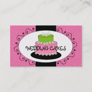 Pink Green Wedding Cake Bakery Business Cards