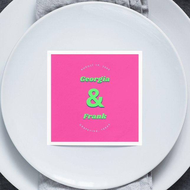 Pink & Green Wedding Or Engagement Party Napkin (Creator Uploaded)
