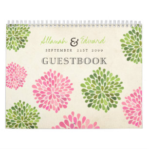 Pink & Green Wedding Personalised Photo Guest Book Calendar