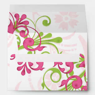 Pink Green White Floral Wedding A7 Return Address Envelopes