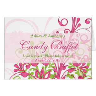 Pink Green White Floral Wedding Candy Buffet Sign