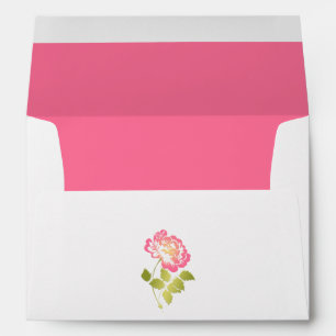 Pink, Green, White Peony Floral A7 Envelope