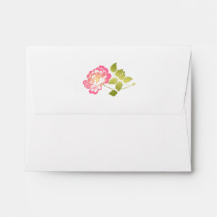 Pink, Green, White Peony Floral RSVP Envelope