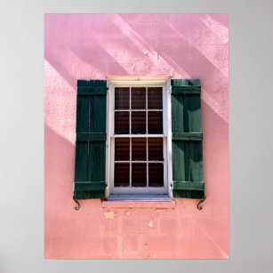 Pink & Green Window St Augustine Florida Photo Poster