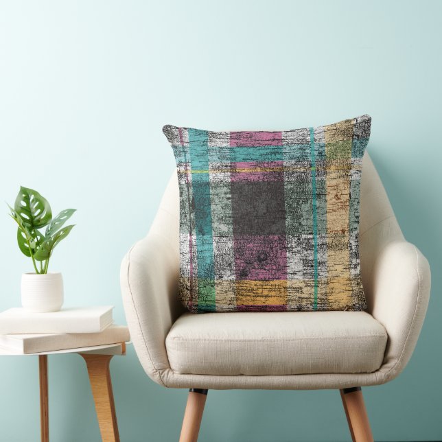 Pink Green Yellow Birch Plaid Graphic Cushion (Chair)