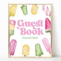 Pink Green Yellow Popsicle Guest Book Table Sign