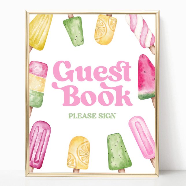 Pink Green Yellow Popsicle Guest Book Table Sign (Creator Uploaded)