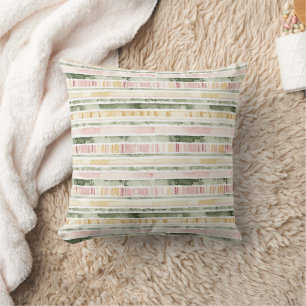 Pink Green Yellow Stripes Cushion