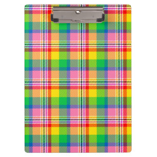 Pink Green Yellow Tartan Plaid Design  Clipboard