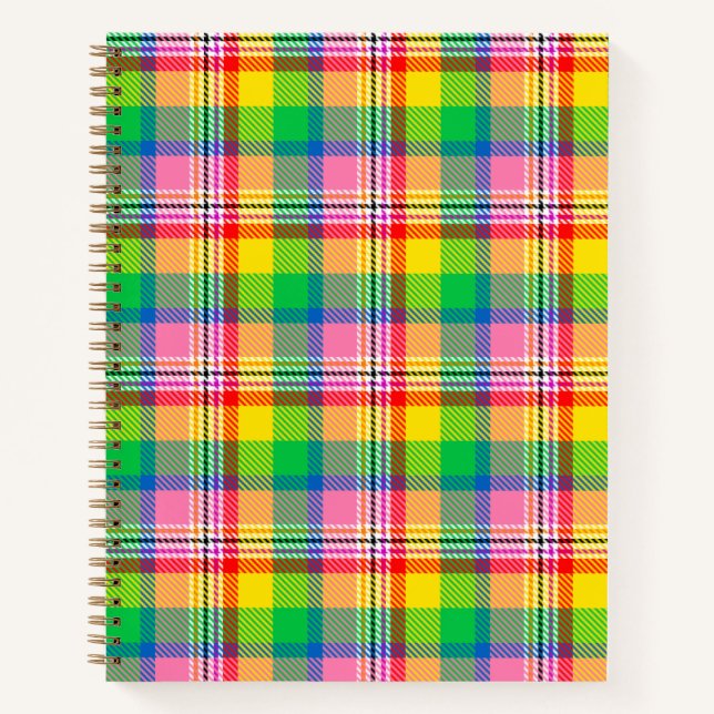 Pink Green Yellow Tartan Plaid Design  Notebook (Front)