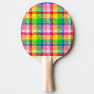 Pink Green Yellow Tartan Plaid Design  Ping Pong Paddle