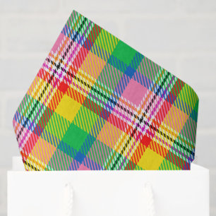Pink Green Yellow Tartan Plaid Design Tissue Paper