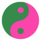 Pink & Green Yin Yang Symbol