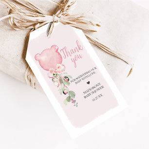 Pink Greenery Floral Balloon Baby Shower Favour Ta Gift Tags