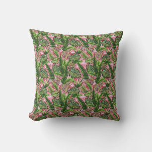 Pink Greenery Tropical Jungle Botanical Cushion