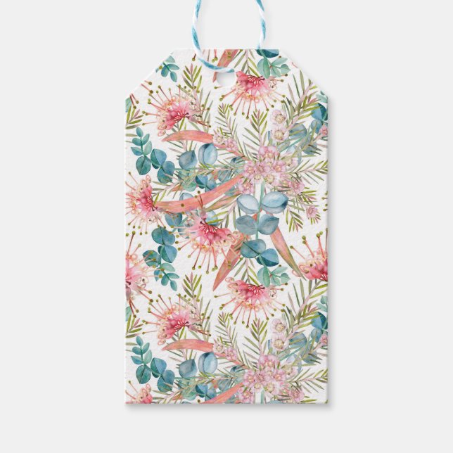 Pink Grevillea And Eucalyptus Gift Tags (Front)