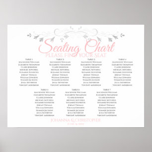 Pink & Grey 7 Table Wedding Seating Chart