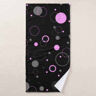 Pink Grey abstract seamless pattern with circles. Bath Towel