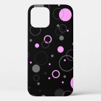 Pink Grey abstract seamless pattern with circles.