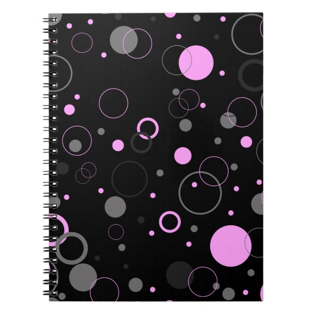 Pink Grey abstract seamless pattern with circles.  Notebook (Front)