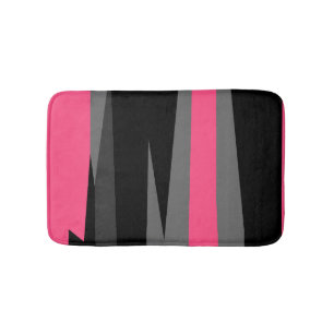 Pink Grey and Black Abstract Bath Mat