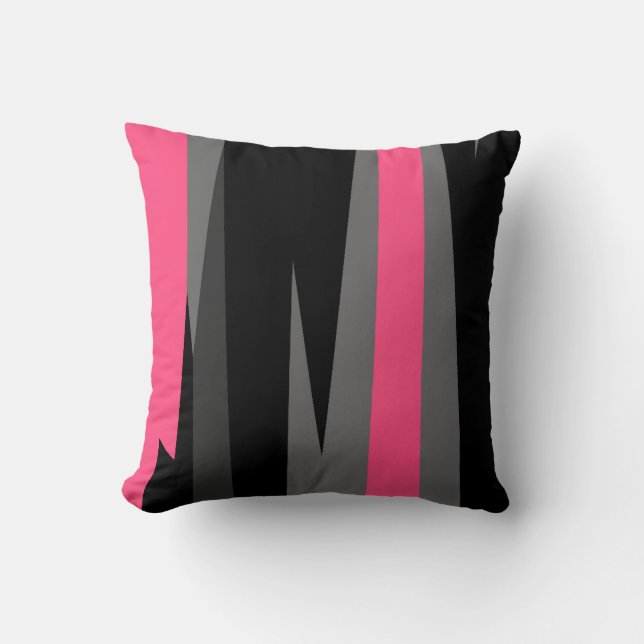 pink grey and black abstract   cushion (Front)