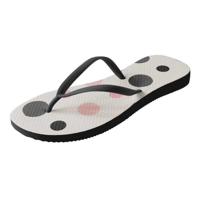 Pink, grey and black dots jandals (Angled)