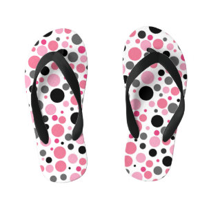 pink grey and black polka dots kid's jandals