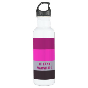 Pink Grey and Dark Muted Purple Stripes Pattern 710 Ml Water Bottle