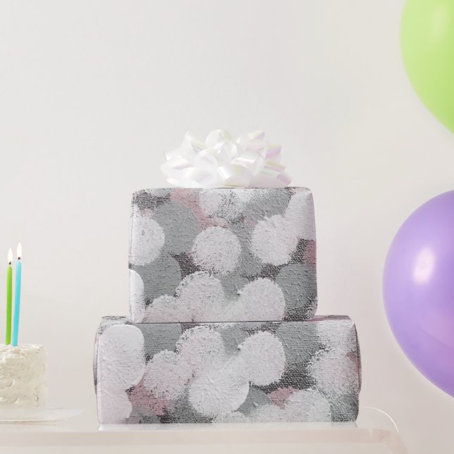 Pink Grey and White Abstract Dots Wrapping Paper (Party Gifts)
