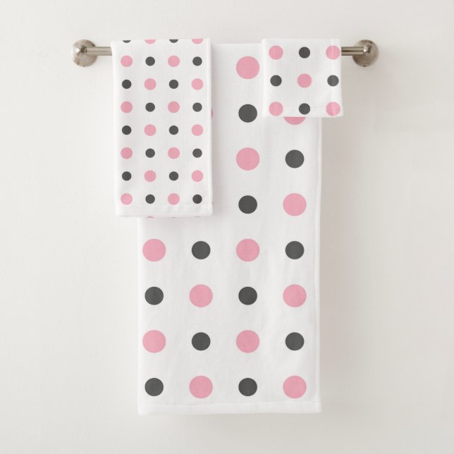 Pink, grey and white bath towel set (Insitu)