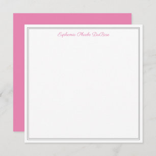 Pink Grey and White Elegant Square Flat Thank You Card