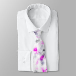 Pink Grey and White Soft Marble Pattern Tie
