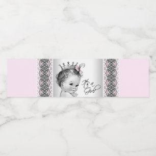 Pink Grey Baby Girl Water Bottle Labels