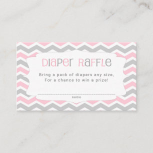 Pink Grey Baby Shower Diaper Raffle Tickets Enclosure Card