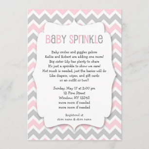 Pink Grey Baby Sprinkle / girl baby shower invite