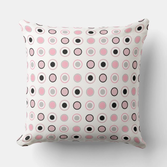 Pink, grey, black and white cushion (Front)
