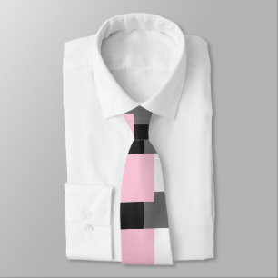 Pink Grey Black and White Geometric Pattern Tie