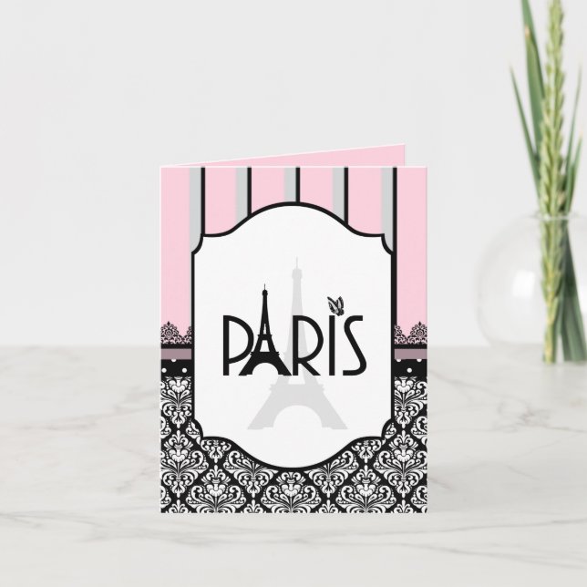 Pink, grey, black, damask, polka dot, stripe annou announcement (Front)