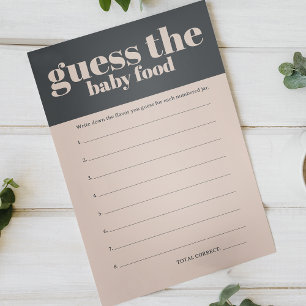 Pink Grey Boho Baby Shower Guess Baby Food Game Flyer