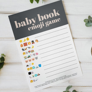 Pink Grey Boho Typography Baby Book Emoji Game Flyer