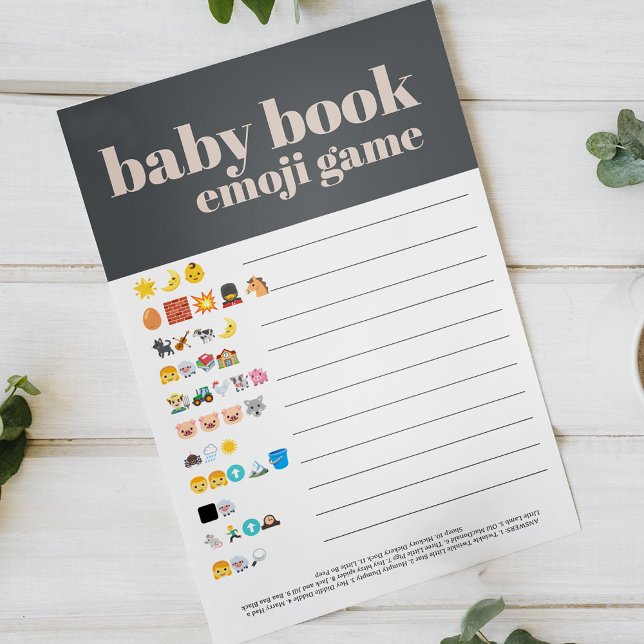 Pink Grey Boho Typography Baby Book Emoji Game Flyer (Creator Uploaded)