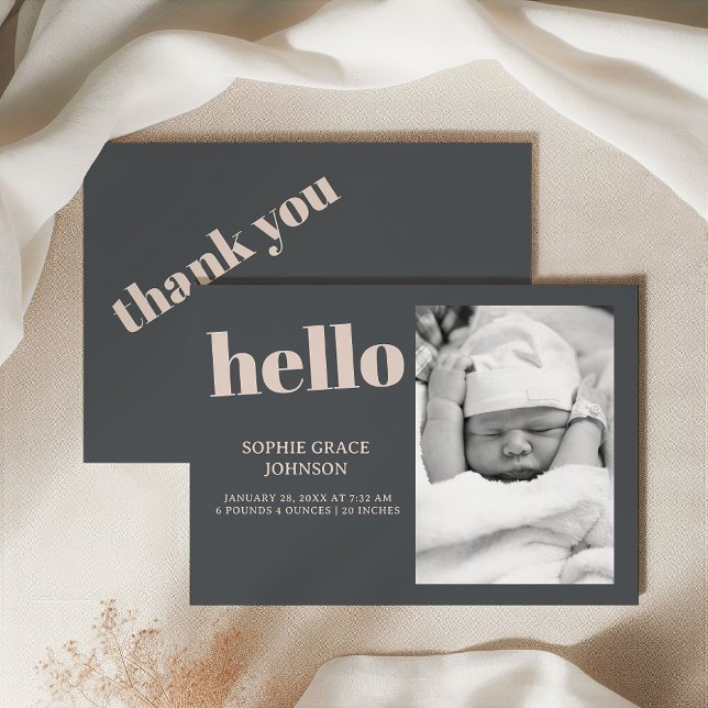 Pink Grey Boho Typography Baby Shower Announcement (Creator Uploaded)