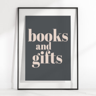 Pink Grey Boho Typography Baby Shower Books Gifts Poster