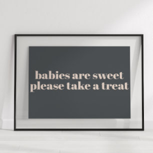 Pink Grey Boho Typography Baby Shower Favor Sign