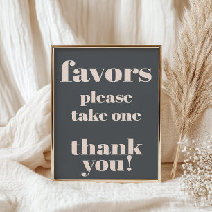 Pink Grey Boho Typography Baby Shower Favors Sign