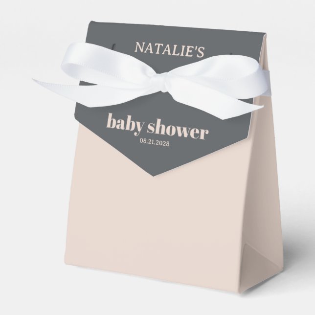 Pink Grey Boho Typography Baby Shower Favour Box (Front Side)