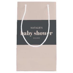 Pink Grey Boho Typography Baby Shower Favour Small Gift Bag