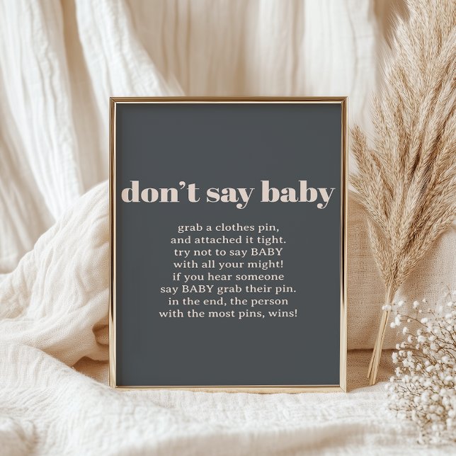 Pink Grey Boho Typography Baby Shower Game Sign (Creator Uploaded)