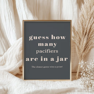 Pink Grey Boho Typography Baby Shower Guess Game Poster